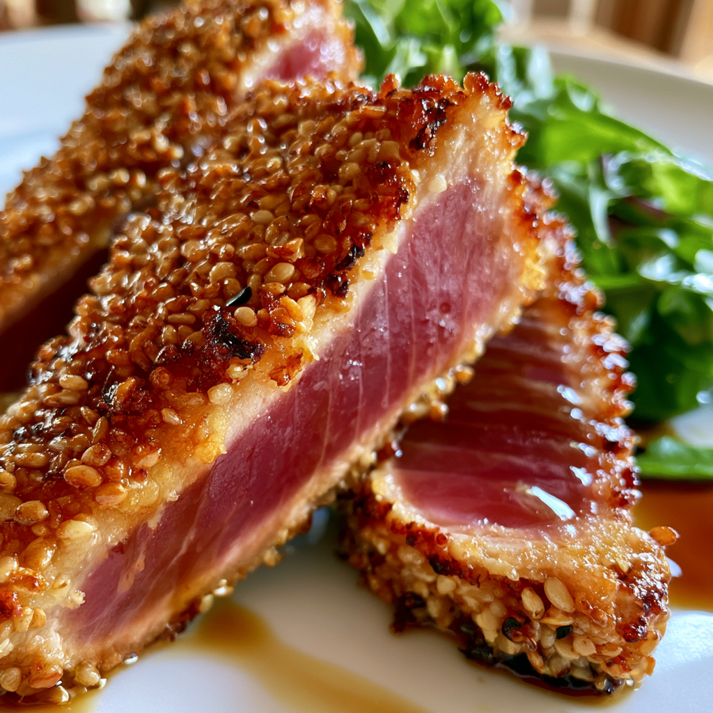 Sesamkorst tonijnsteak met ponzu: de perfecte knapperige maaltijd