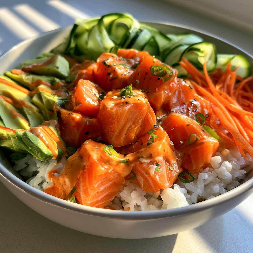 Zalm pokébowl met pittige mayo: een perfecte maaltijd in 30 minuten