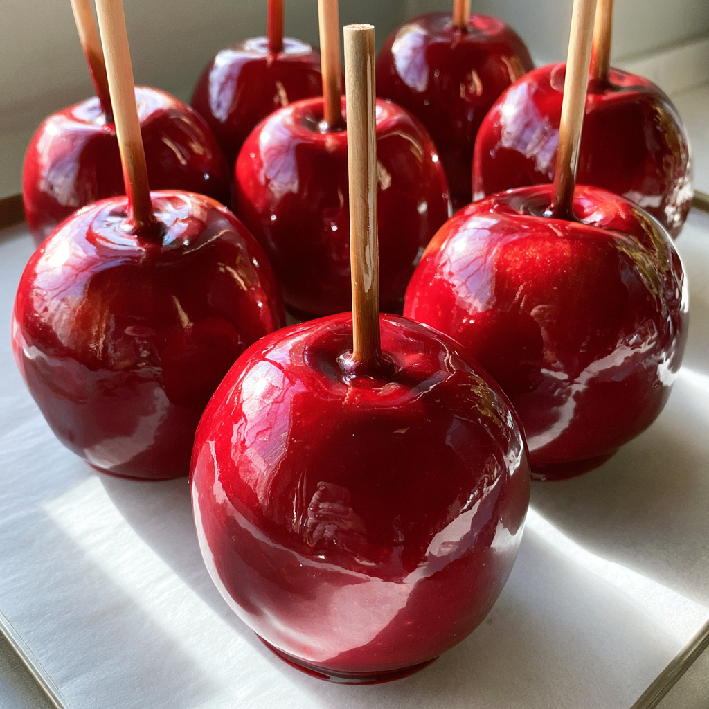fall desserts: 300°F for Perfectly Glossy Candy Apples