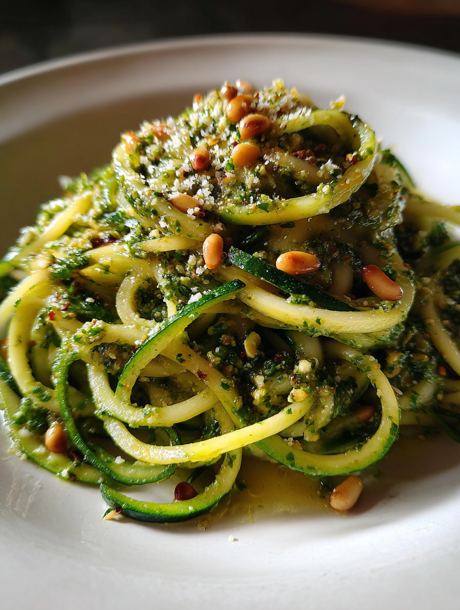 koolhydraatarme recepten: heerlijke courgettepasta met pesto