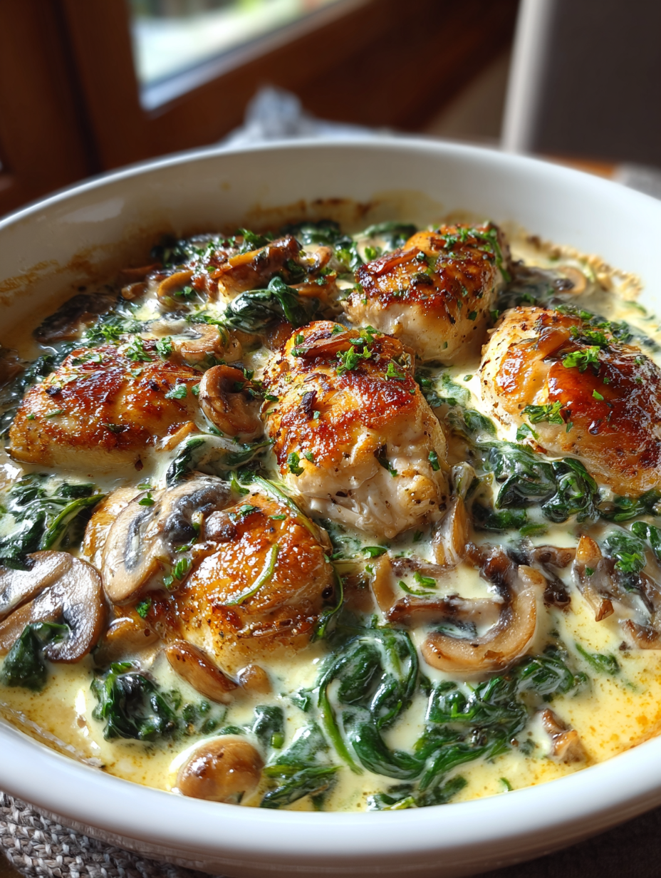 Koolhydraatarme Ovenschotel met Kip Spinazie en Champignons: Romige en gezonde maaltijd voor elke dag