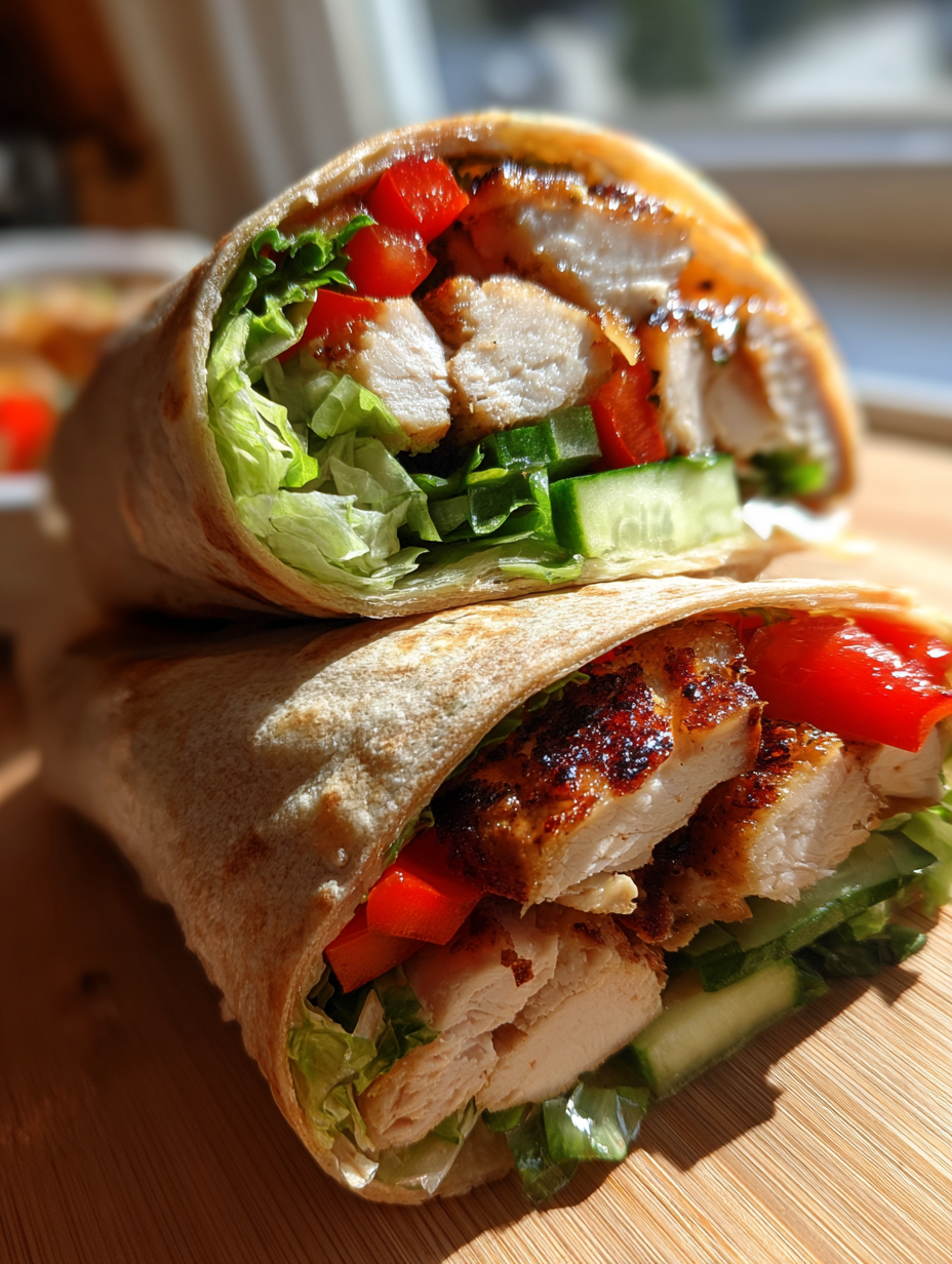 school lunch ideas: heerlijke gezonde wrap met kip en groenten