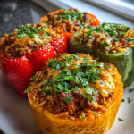 Gevulde Paprika’s met Gehakt en Rijst: Een heerlijke, eenvoudige maaltijd