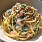 Romige Pasta met Zalm en Spinazie: Een heerlijke en romige maaltijd